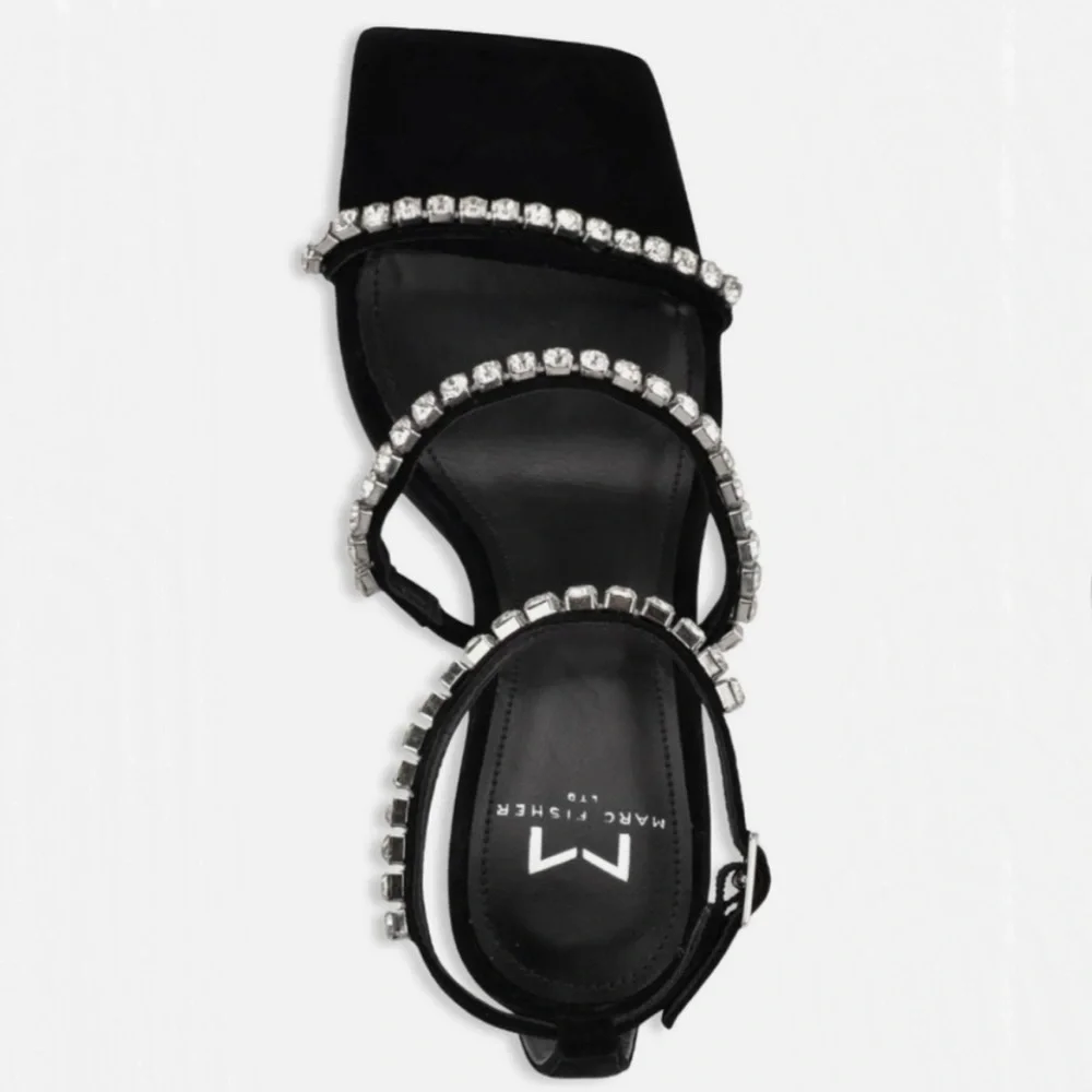 NWT MARC FISHER HEELS BLACK SUEDE WITH FAKE DIAMONDS ALL ACROSS SIZE Womens 7‌‌‍ - Picture 11 of 11